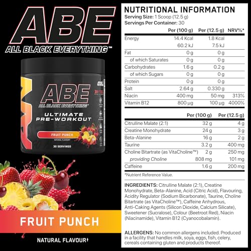 Applied Nutrition ABE Pre Workout Powder - Citrulline, Creatine & Beta Alanine (375g)