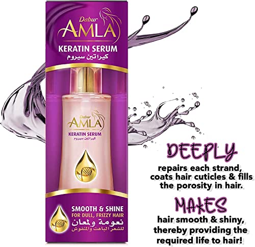Dabur Amla Smooth & Shine Keratin Serum (50ml) - Anti-Frizz & Heat Protection