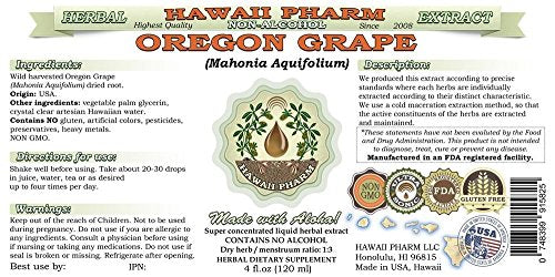 Hawaii Pharm Oregon Grape Liquid Extract - Alcohol-Free Dried Root Glycerite 4 fl.oz