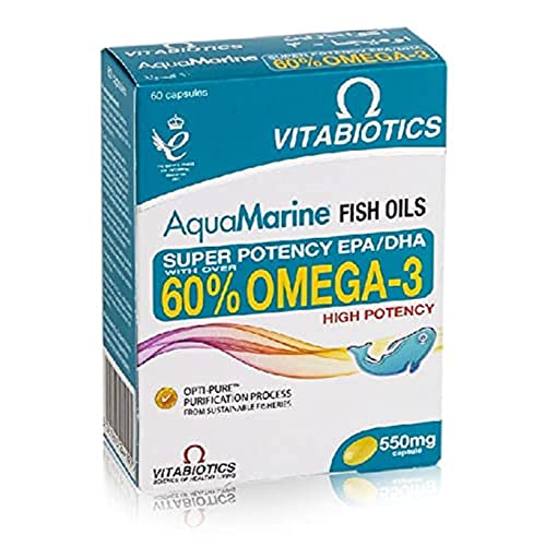 Vitabiotics Aquamarine Omega 3 Fish Oil 60 Capsules for Heart & Brain Health