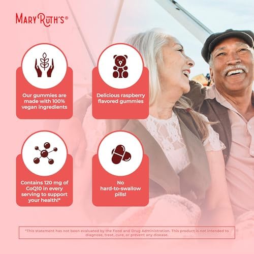 MaryRuth Organics Vegan CoQ10 Raspberry Gummies - Antioxidant & Energy Support