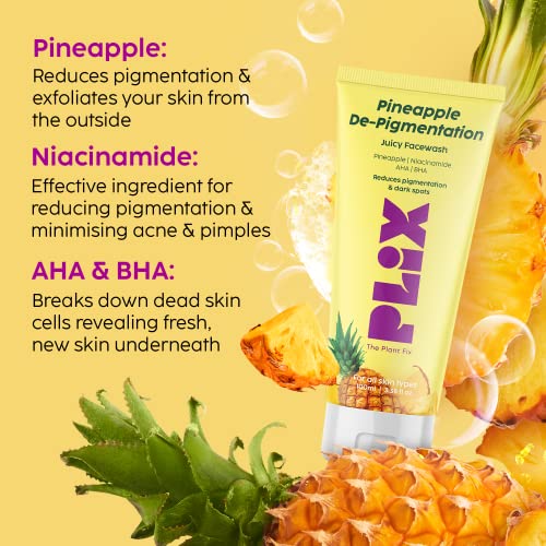 PLIX 5% Pineapple Foaming Facewash (2-Pack, 100ml each) | Depigmentation & Skin Brightening