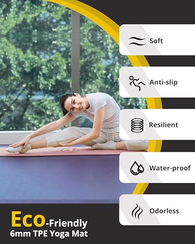 Eco-Friendly 6mm TPE Yoga Mat with Strap & Bag | Non-Slip Exercise Mat for Yoga, Pilates & Fitness