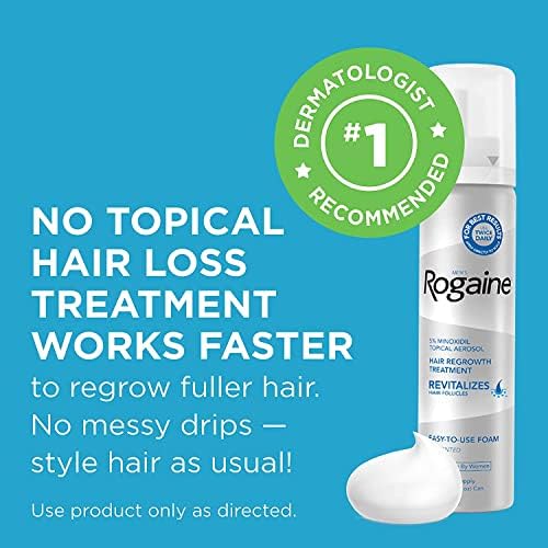 Men's Rogaine 5% Minoxidil Foam - 3-Month Hair Regrowth Treatment for Thinning Hair & Baldness