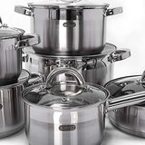 Alberto 12Pcs Stainless Steel Cookware Set - Durable Kitchen Pots & Pans