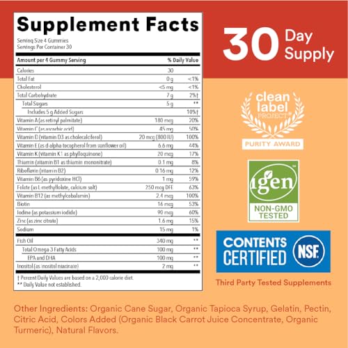 SmartyPants Kids Daily Zinc Gummies - Omega 3 Fish Oil Multivitamin for Immunity - Gluten Free