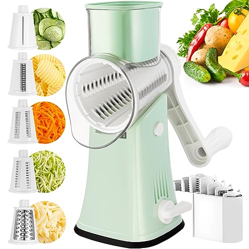 VEKAYA 5-in-1 Rotary Cheese Grater & Vegetable Shredder with Storage Box