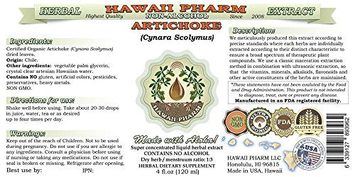 Hawaii Pharm Organic Artichoke Liquid Extract - Alcohol-Free Herbal Supplement 2 oz