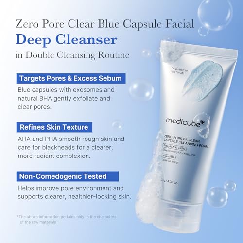 Medicube Zero Pore Clear Blue Capsule Facial Cleanser - Korean Skincare for Blackhead & Pore Care