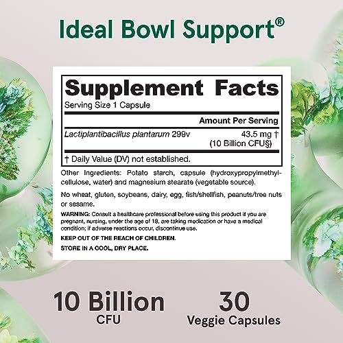 Jarrow Formulas Ideal Bowel Support - Reduces Bloating & Gas - 10 Billion Cells - 30 Capsules
