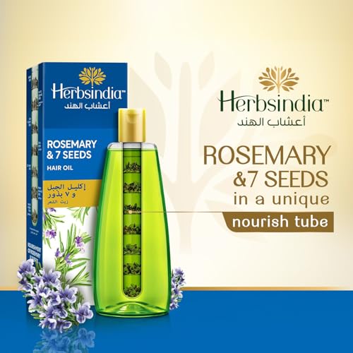 Herbsindia Rosemary & 7 Herbal Seeds Hair Oil - 280ml - For Longer, Shinier Hair - Silicone & Paraben Free