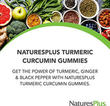 NaturesPlus Turmeric Curcumin Gummies with Ginger & Black Pepper - Peach Flavor - 60 Count