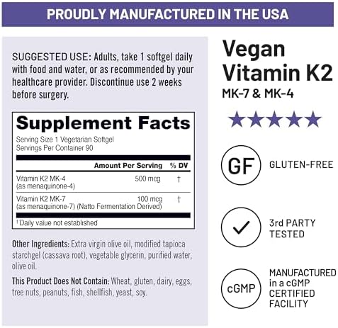 NatureWise, Vegan Vitamin K2, MK-7 & MK-4, 90 Vegetarian Softgels