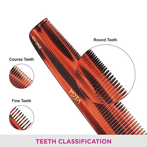 Vega Graduated Dressing Comb - Professional Brown Hair Styling Tool for Precision Detangling