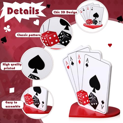 Chunful 4 Sets Casino Party Centerpieces - Wooden Casino Theme Tabletop Decor Kit with Poker Party Table Decorations