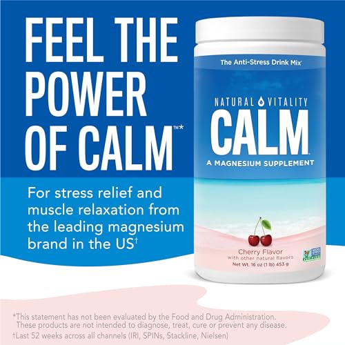 Natural Vitality Calm Anti-Stress Dietary Supplement Powder – Cherry, 8oz