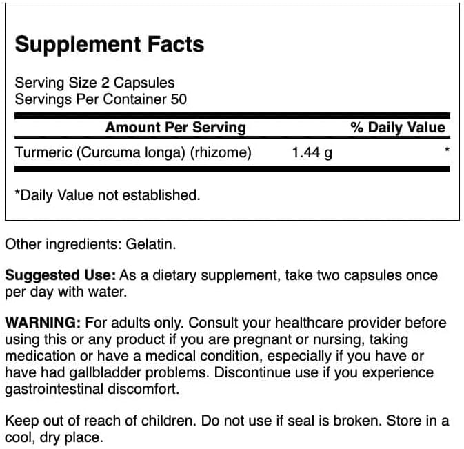 Swanson Turmeric 720mg: Powerful Anti-Inflammatory Support (100 Capsules)