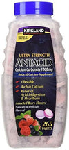 Kirkland Signature Ultra Strength Antacid, 1000mg Calcium Carbonate, Berry, 265 Ct
