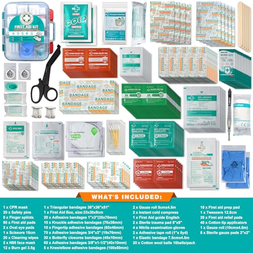 General Medi 420 Piece Professional First Aid Kit - Hard Case with Premium Medical Supplies for Home, Travel, Office, Camping, Vehicle & Workplace