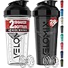 -2 Pack- 28 oz Protein Shaker Bottles for Protein Mixes - 2x Wire Whisk | Leak Proof Shaker Cups for Protein Shakes | Protein Shaker Bottle Pack | Shakers for Protein Shakes-Black&Transparent