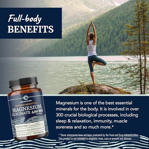 High Absorption Magnesium Glycinate 400mg - Sleep, Calm & Muscle Support (120 Capsules)