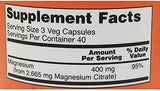 Now Foods , Magnesium Citrate,400 Mg,120 Veg Capsules