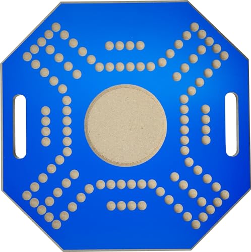 Funz Jackaroo Wooden Board Game for 4 Players with Glass Marbles and Cards, 39x39 cm, Blue