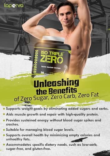 Laperva ISO TRIPLE ZERO Whey Protein Isolate with Shaker - 28g Protein, Zero Carbs & Sugar | Unflavored