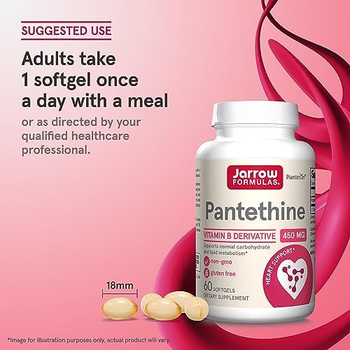 Jarrow Formulas Pantethine 450mg - 60 Soft Gels for Cardiovascular Health