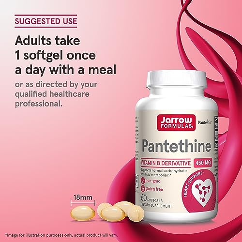 Jarrow Formulas Pantethine 450mg - 60 Soft Gels for Cardiovascular Health