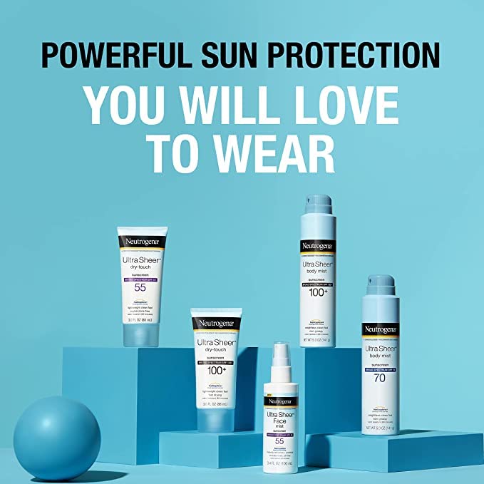 Neutrogena Ultra Sheer Dry-Touch Water Resistant Sunscreen Lotion SPF 70 - Non-Greasy, Broad Spectrum, Pack of 2 (3 fl. oz each)