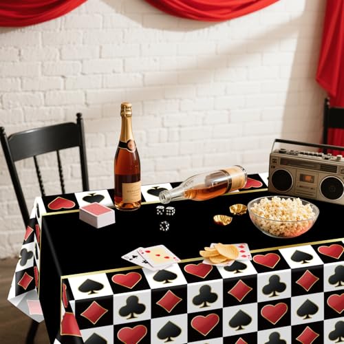 4 Pcs Black Casino Poker Tablecloths (Rectangular)