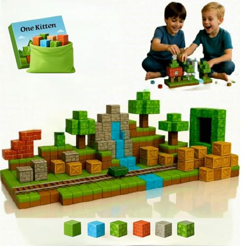 100 Pieces Educational 3D Building Blocks for Kids – Easily Connect Together to Form Stable Designs Treat Your Child to a Memorable Gift – One Kitten