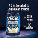 Vega Protein + Creatine Chocolate - 36oz Vegan Drink Mix for Muscle Growth