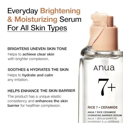 Anua Rice Ceramide 7 Hydrating Barrier Serum - Brightening & Hydrating Face Serum, 50ml