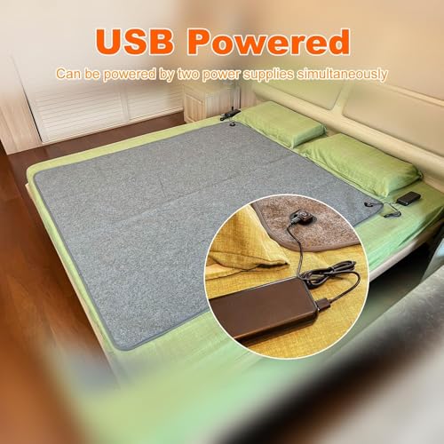 USB Heated Blanket Double Size - 5 Heat Levels & Auto-Off Timer (Grey)