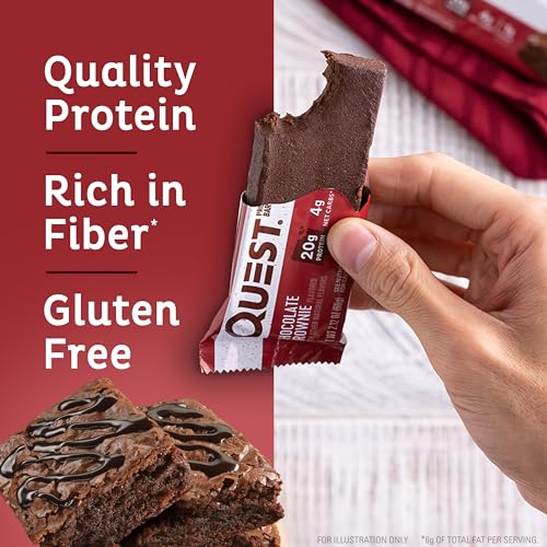 Quest Nutrition Chocolate Brownie Protein Bar, High Protein, Low Carb, Gluten Free, 12 Count