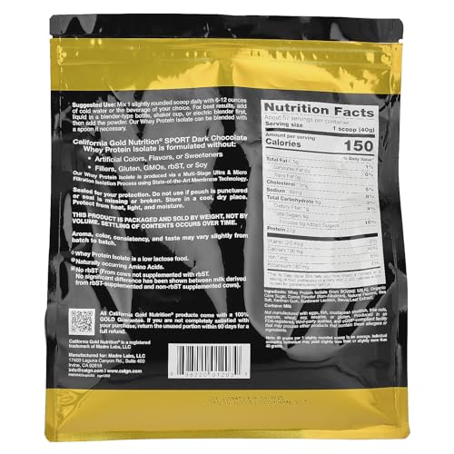 California Gold Nutrition Sport Whey Protein Isolate - Dark Chocolate, 5 lb