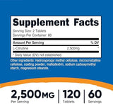Nutricost L-Citrulline 2500mg - Powerful Muscle Support Supplement, 120 Tablets