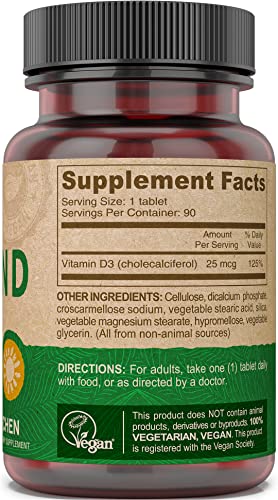Deva Vegan Vitamin D3 1000 IU - 90 Count for Bone & Immune Health