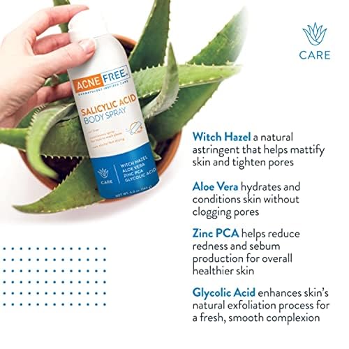 Salicylic Acid Body Spray for Acne - Pore Clarifier for Chest and Back, 5 oz