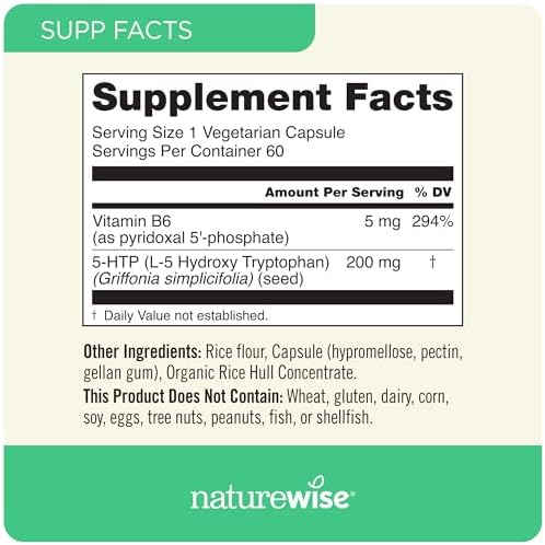NatureWise, 5-HTP Plus+, 200 mg, 60 Vegetarian Capsules