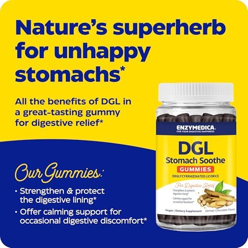 ENZYMEDICA DGL Soothing Stomach Gummies - 74 Count - Digestive Support