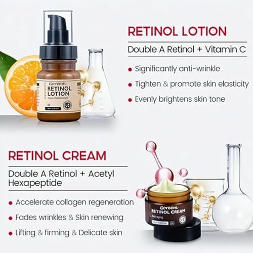 Anti-Aging Retinol Face Cream Set 4PCS - Complete Skincare Routine for Youthful Skin