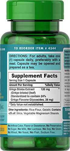 Puritan's Pride Ginkgo Biloba - Cognitive Support Capsules