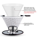 Pour Over Coffee Filter Dripper - Reusable Stainless Steel Metal Cone