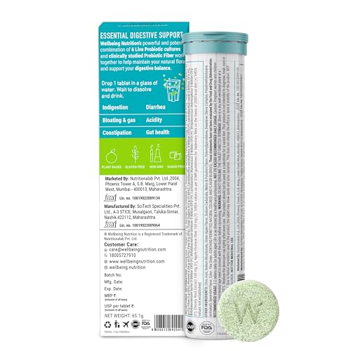 Daily Probiotics + Prebiotics Effervescent Tabs for Gut Health & Digestion - 21 Tabs