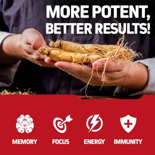 High Strength Korean Red Panax Ginseng Capsules | 1500 mg | 120 Vegan Pills