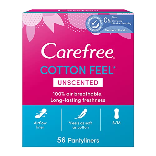 Carefree Cotton Feel Unscented Pantyliners - Breathable Daily Freshness, Pack of 56