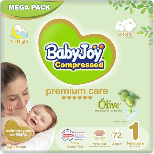 BabyJoy Mega Pack Baby Olive Oil and 72 Newborn Diapers, 0-4kg